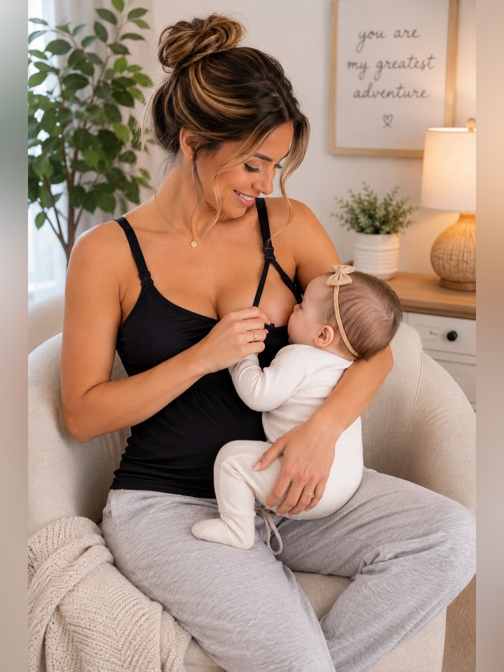 Liz Lange Maternity Black Nursing Cami Built-In Shelf Bra Size Medium